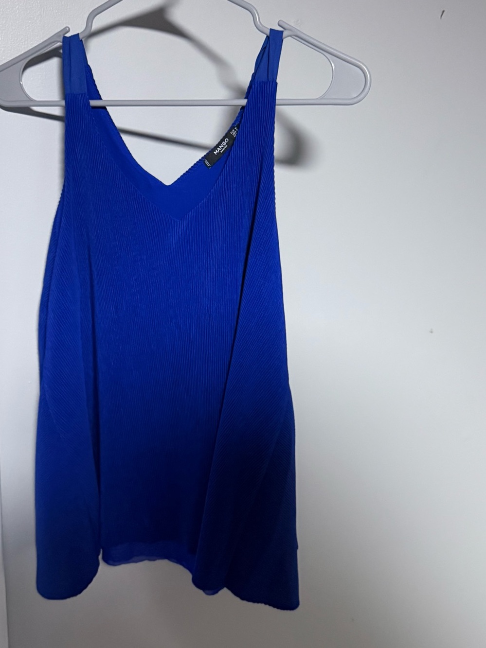 Mango Sleeveless V-Neck Tank in Royal Blue